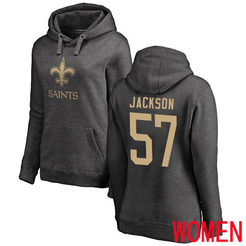 New Orleans Saints Ash Women Rickey Jackson One Color NFL Football #57 Pullover Hoodie Sweatshirts
